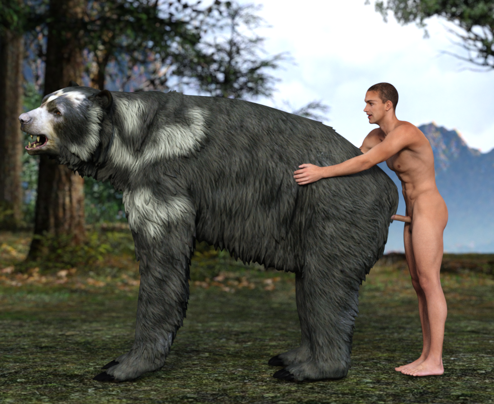 3d_(artwork) anal anal_orgasm anal_sex bach brown_bear digital_media_(artwork) duo feral forest from_behind_position fur human human_on_feral interspecies male male/male mammal multicolored_body multicolored_fur nude open_mouth outside penetration plant sex short-faced_bear size_difference standing tree tremarctine ursid ursine zoophilia