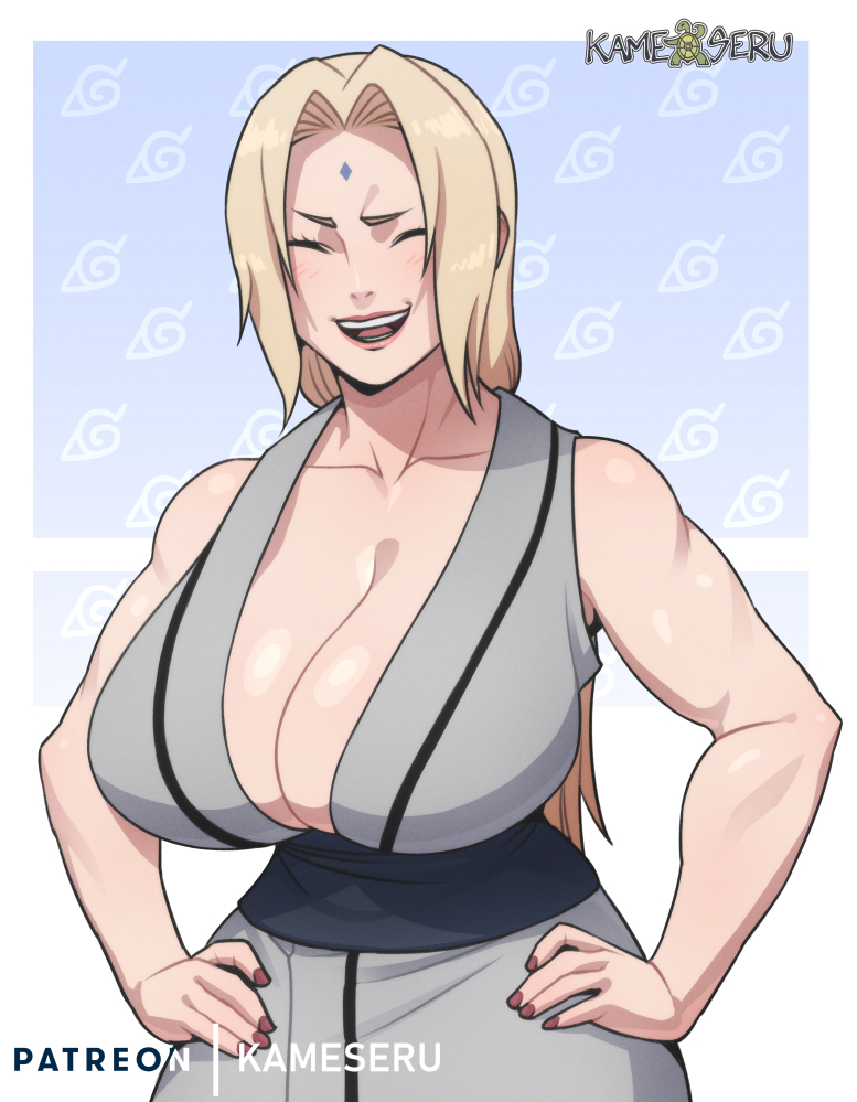 1girls, biceps, big breasts, blonde hair, blonde-haired female, boruto: naruto next generations, breasts, busty, cleavage, closed eyes, female, female focus, female only, hourglass figure, huge breasts, kamekuzu, kameseru, large breasts, nail polish, naruto, naruto (classic), naruto (series), naruto shippuden, tagme, tsunade, wide hips