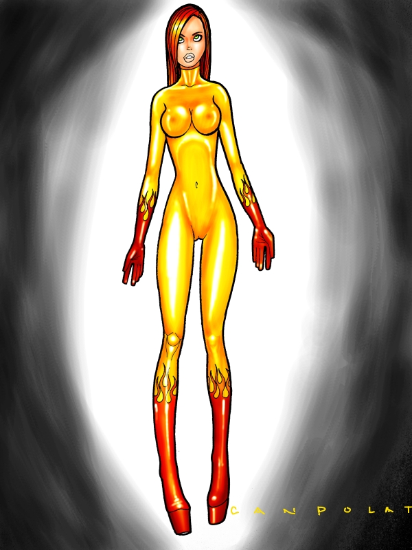 1girls breasts dirtydennis female female_only firestar_(marvel) firestar_(spider-man) full_body green_eyes high_heels lips marvel redhead skinny solo superheroine tagme