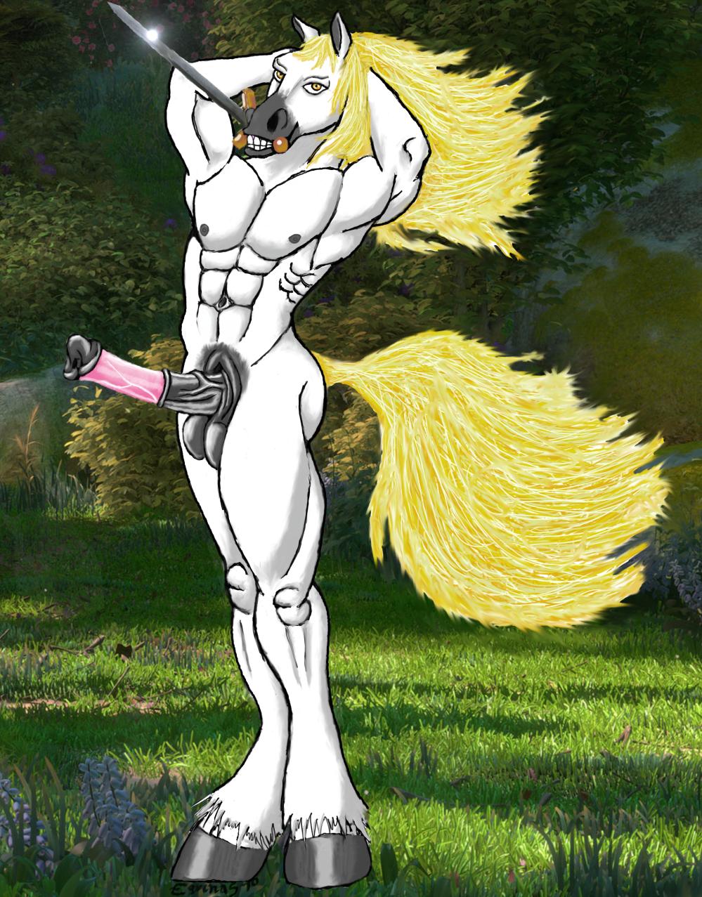 1boy anthro anthrofied disney equine male male_only maximus_(tangled) nipples penis solo tangled