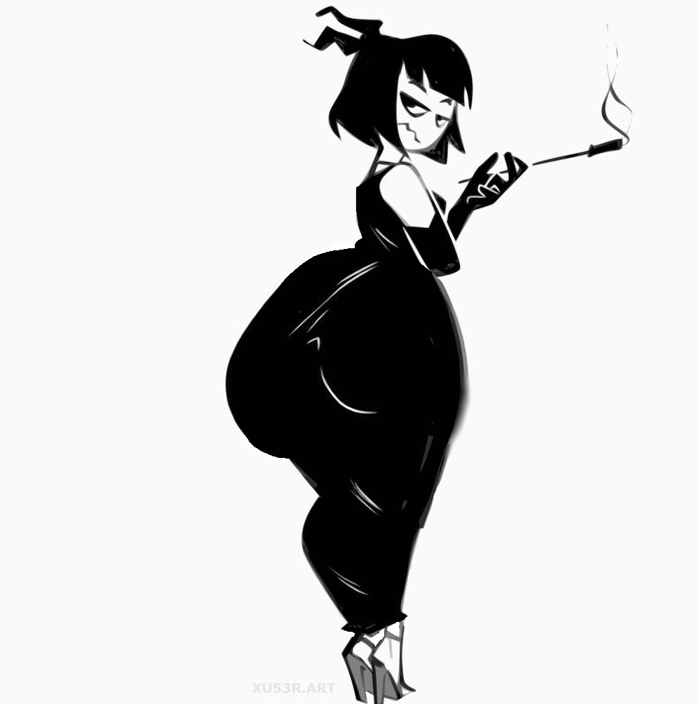 adult_swim ass_expansion ass_in_dress creepy_susie detached_sleeves dress goth goth_girl high_heel_sandals high_heels huge_ass looking_at_viewer looking_back smoking the_oblongs when_you_go_outside_and_smell_that_zaza wide_hips