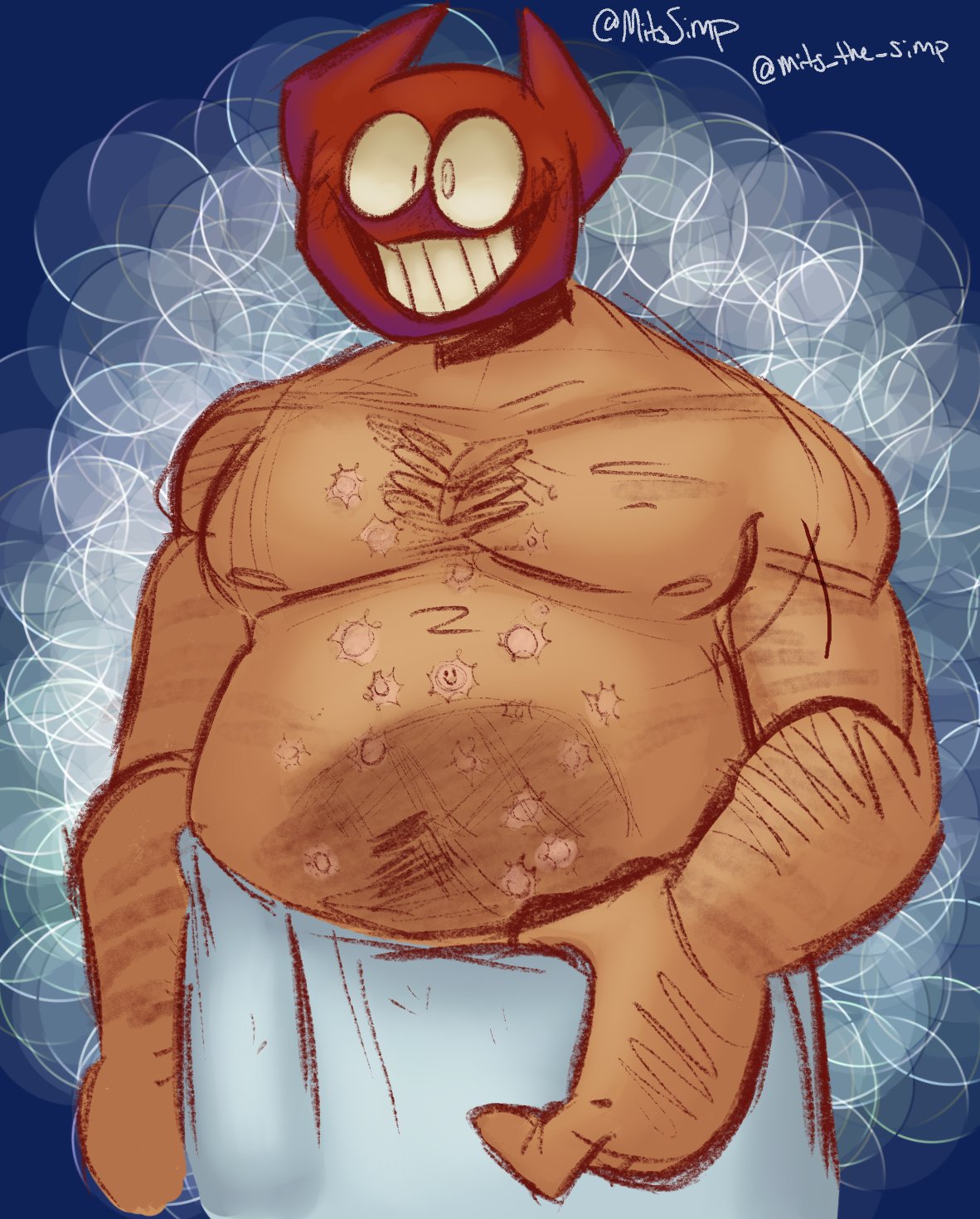 bathing, bob velseb, chubby, chubby male, devil horns, halloween, male, male only, spooky month