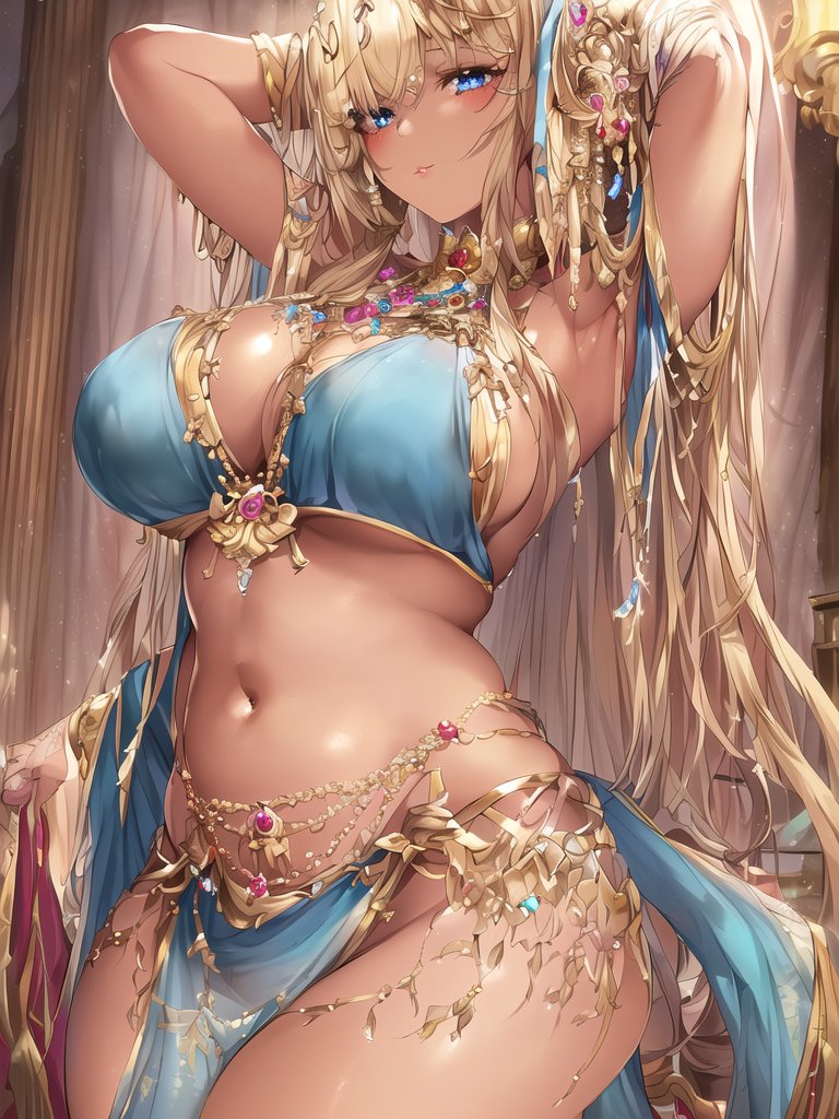 1girls, ai generated, alternate breast size, big breasts, blonde hair, blue eyes, breasts, bulging breasts, female, female only, high resolution, highres, long hair, looking at viewer, nai diffusion, original, seductive look, solo, stable diffusion