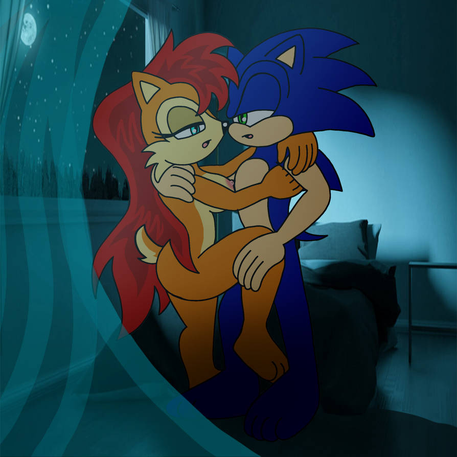 couple curtains embrace female long_hair love male night night_sky pairing passionate sally_acorn ship sonic_(series) sonic_the_hedgehog sonic_the_hedgehog_(archie) sonic_the_hedgehog_(comics) sonic_the_hedgehog_(series)