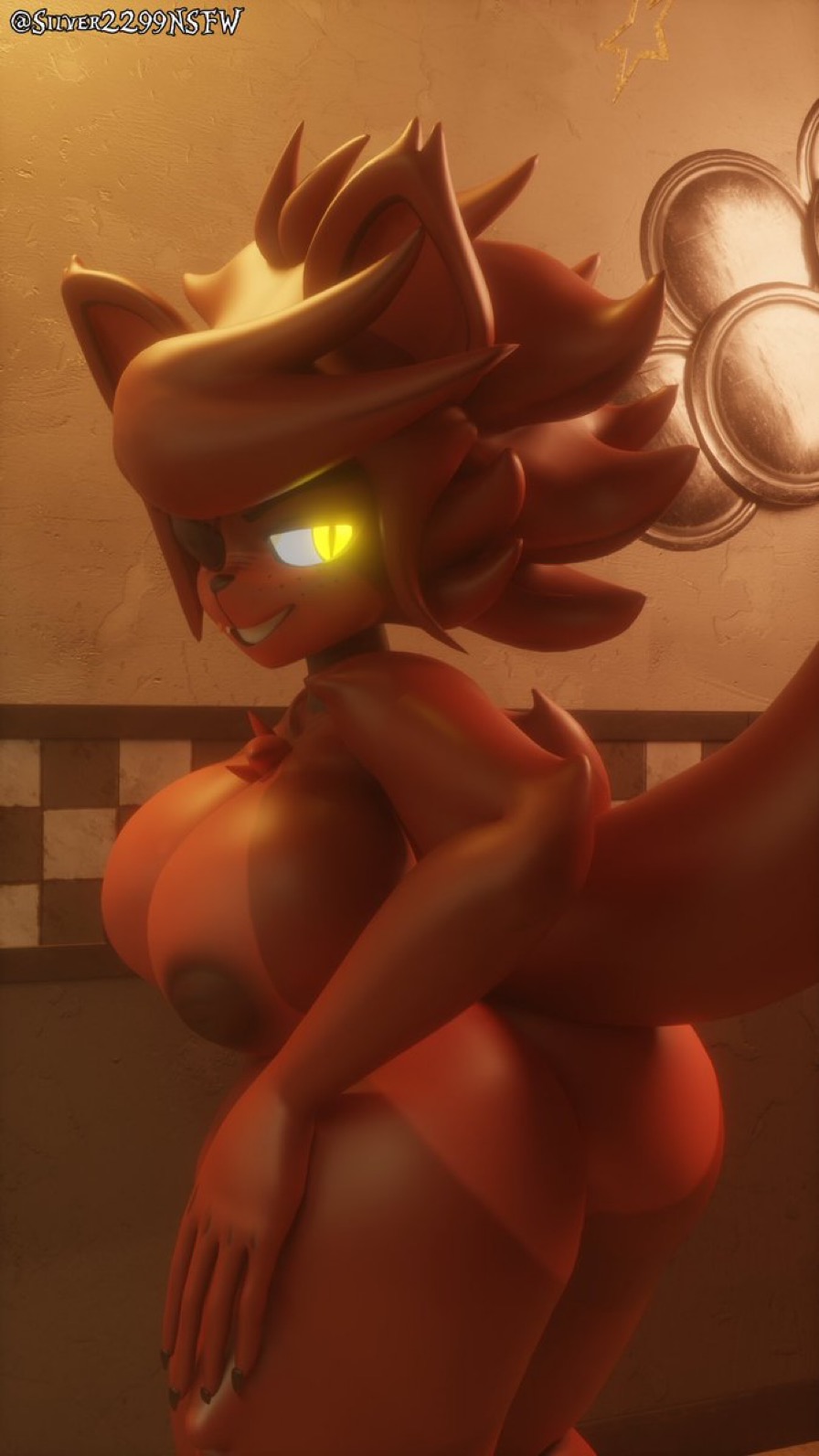 3d, ass, big breasts, breasts, cally3d, clazzey, cryptiacurves, fazclaire's nightclub, female, fexa, fexa (cryptia), five nights at freddy's, fnaf, foxy (cally3d), foxy (fnaf), fredina's nightclub, huge ass, scottgames, showing ass, solo, teasing