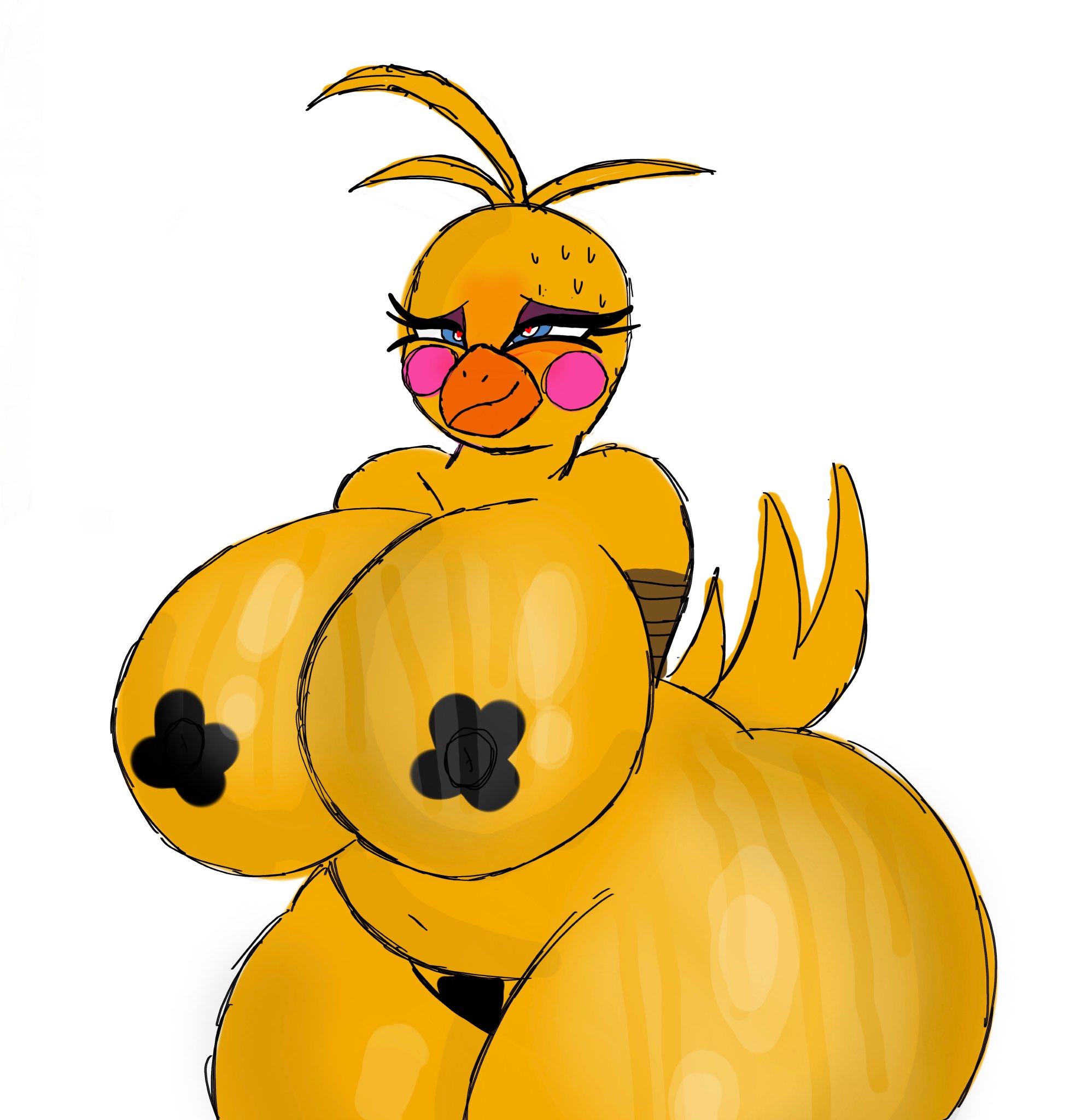 anthro, anthro only, arms behind back, arms tied, arms tied behind back, ass, avian, avian humanoid, big ass, big butt, bondage, bound, breasts, chicken, female, female only, five nights at freddy's, furry, furry only, large ass, plapjax, pussy, solo, solo female, solo focus, tape, taped nipples, taped pussy, thick, thick ass, thick thighs, thighs, tied arms, tied up, toy chica (fnaf)
