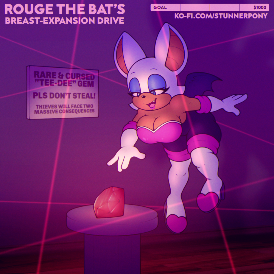 anthro anthro_only bat big_breasts breasts female furry furry_only growth_drive rouge_the_bat sonic_(series) stunnerpony thick thick_thighs thighs