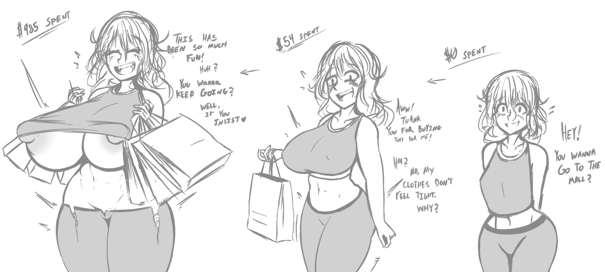 2022, breast expansion, breast growth, breast growth (enlargement), breasts, critnuke, exposed breasts, female, growth, huge breasts, nipple slip, nipples, sequence, solo, tagme, uncolored, underboob, wardrobe malfunction