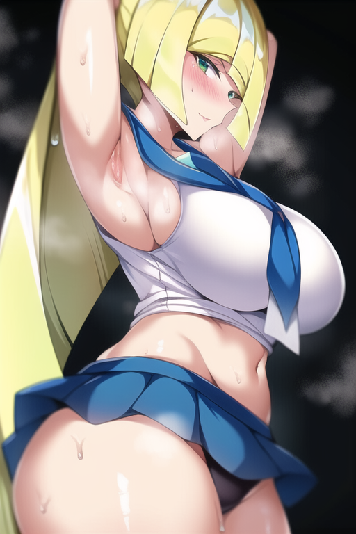 1girls ai_generated alternate_breast_size big_breasts blonde_hair blush breasts cosplay cute female green_eyes hairstyle_change hips huge_breasts light-skinned_female light_skin long_hair lusamine_(pokemon) mature_female milf mother nai_diffusion nintendo pokemon pokemon_sm sailor_uniform school_uniform schoolgirl slim_waist smile stable_diffusion thick_thighs wide_hips