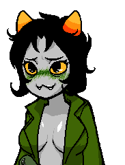 accurate art style, black hair, blush, blush lines, breasts, cat girl, catgirl, coat, female, homestuck, horns, inner sideboob, jacket, jacket only, ms paint adventures, nepeta leijon, plain background, short hair, sideboob, sprite edit, tagme (artist), transparent background, unknown artist