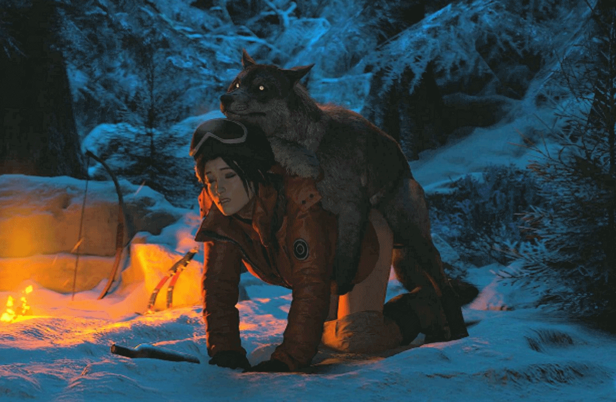 3d, animated, bestiality, canine, female, interspecies, lara croft, lara croft (survivor), looking pleasured, looping animation, sinthetic, snow, the vice art, tomb raider, tomb raider (survivor), wolf, zoophilia