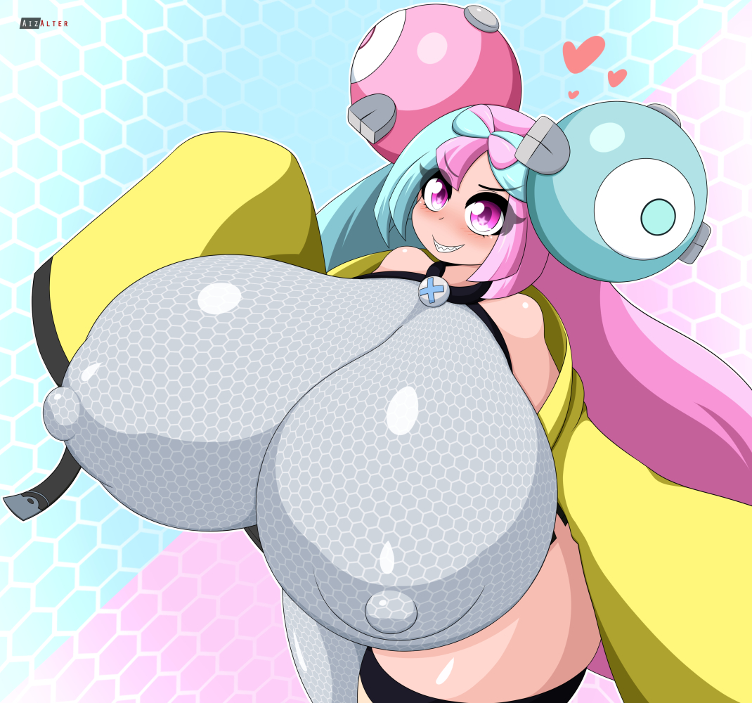1girls, aizalter, alternate version available, big breasts, blush, breast expansion, breast growth, breast growth (enlargement), breasts, breasts bigger than head, breasts bigger than torso, bursting breasts, clothed, enormous breasts, female, female only, growth, hyper, hyper breasts, iono (pokemon), long hair, looking at viewer, massive breasts, nintendo, nipple bulge, nipples visible through clothing, no bra, pokemon, pokemon sv, pokies, tagme, thick thighs