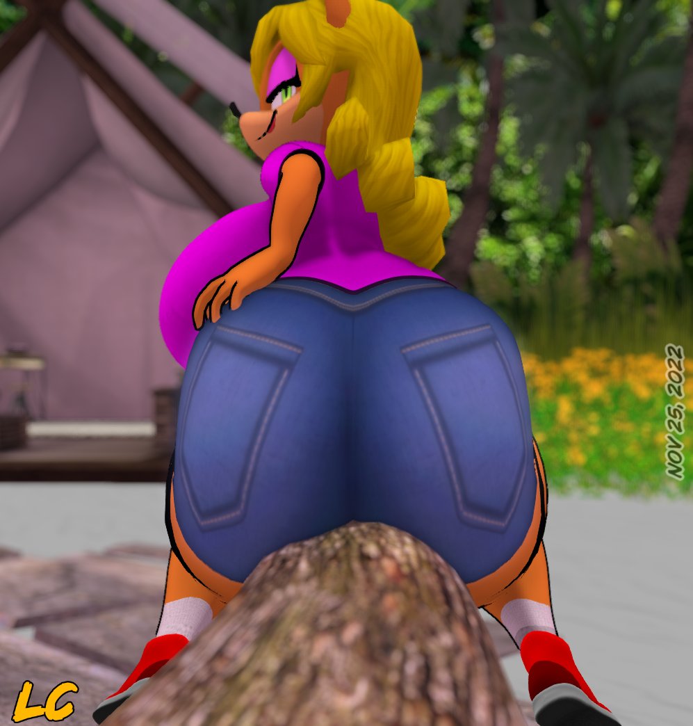 anthro ass_focus ass_grab bandicoot big_ass big_breasts big_butt blonde_hair breasts bubble_ass bubble_butt butt_focus butt_grab clothed clothed_female clothes clothing fat_ass female female_only footwear huge_ass huge_breasts huge_butt jean_shorts large_ass large_breasts lipstick looking_at_viewer looking_back lwd_cartoonz massive_butt outdoors shorts smiling sneakers tawna_bandicoot teasing teasing_viewer thick_ass tshirt