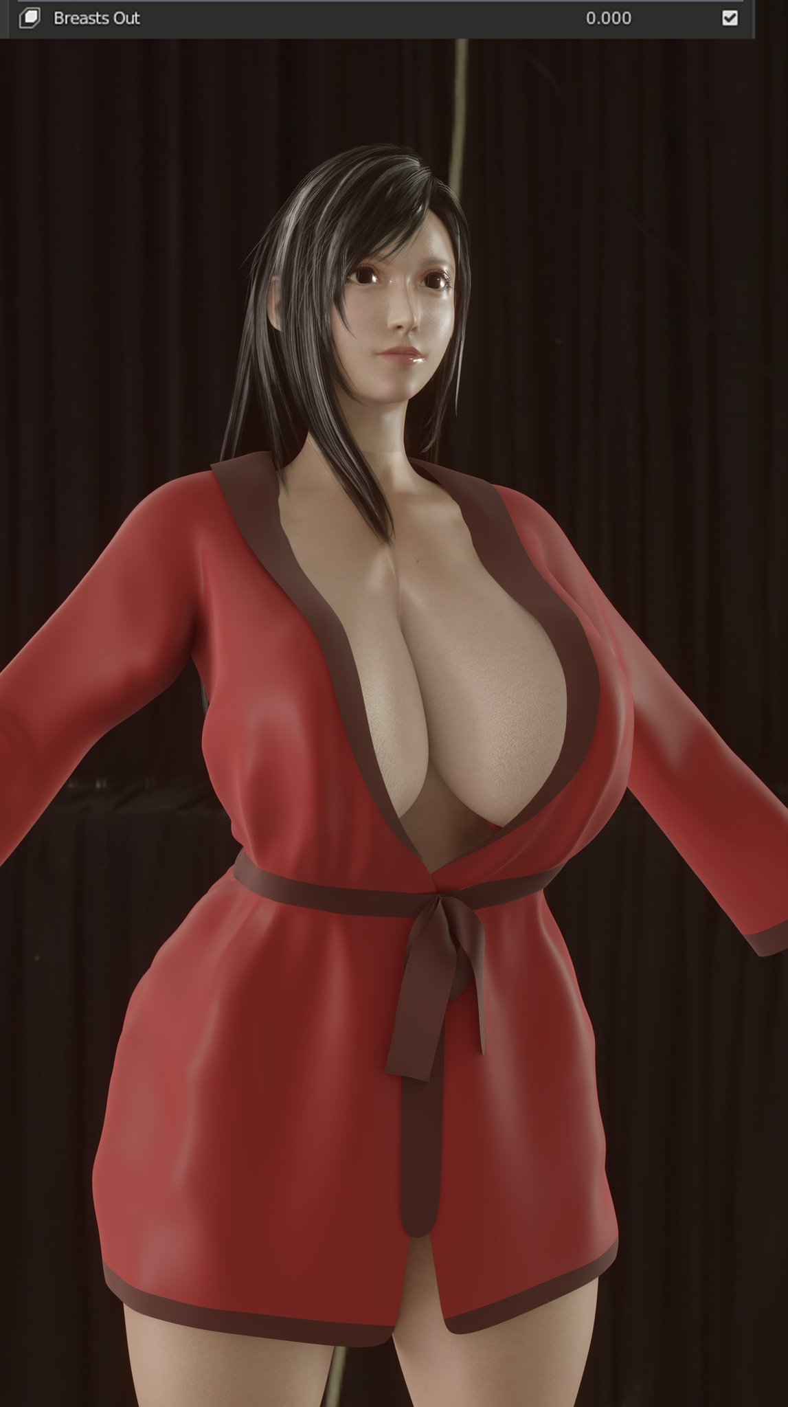 1girls 3d 3d_(artwork) big_breasts black_hair brick_render curvaceous curves final_fantasy final_fantasy_vii final_fantasy_vii_remake huge_breasts human large_breasts light-skinned_female long_hair nightgown square_enix standing thick_thighs tifa_lockhart video_games voluptuous