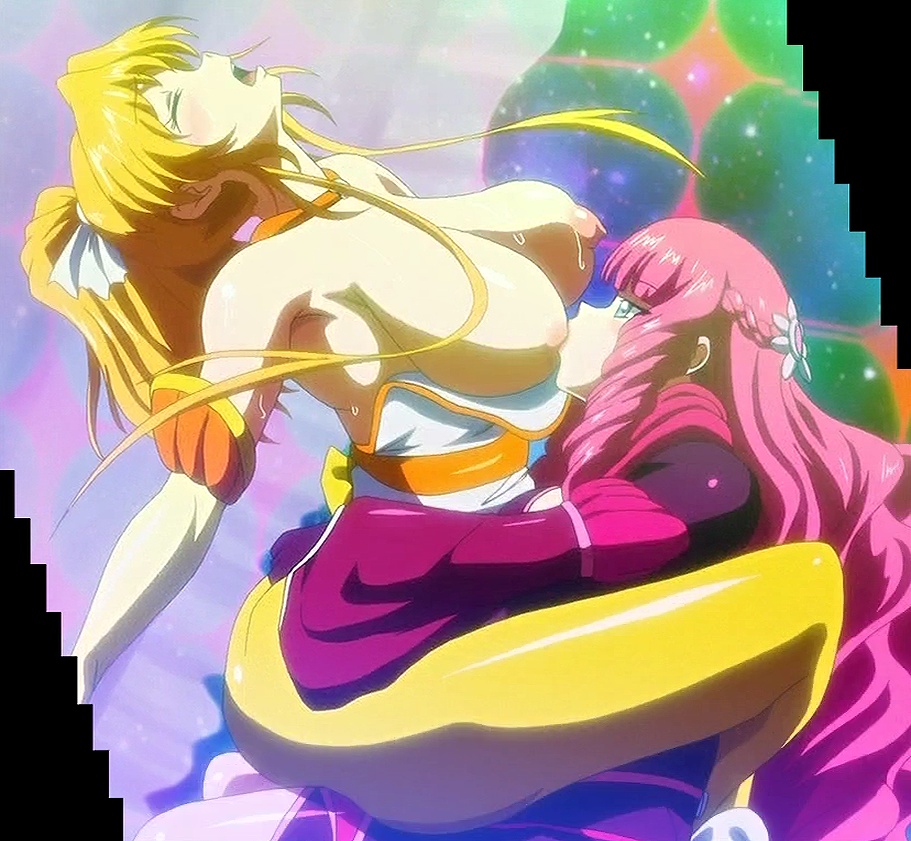 2girls breast_sucking female female_only futa_on_female majuu_jouka_shoujo_utea multiple_girls screencap stitched t-rex_(animation_studio) tomonoin_mizuki towamizu_karen yuri