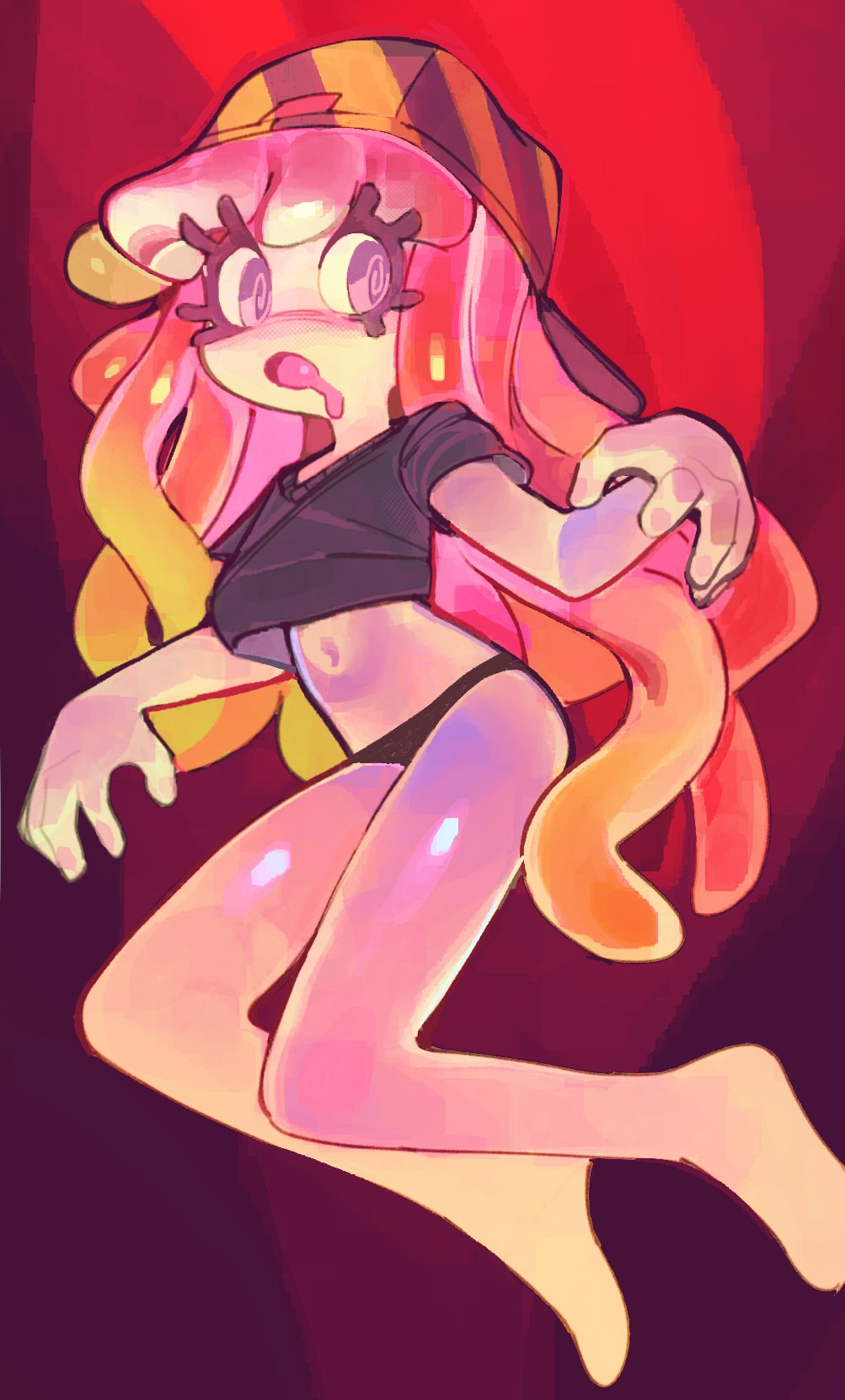 :o ass female harmony_(splatoon) hat highlights_(coloring) navel nintendo panties splatoon underwear wamudraws