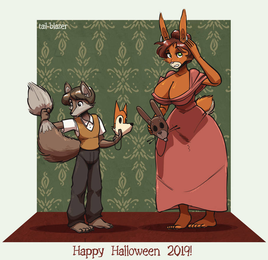 anthro big_breasts female fox male rabbit species_swap species_transformation tail-blazer tall_male