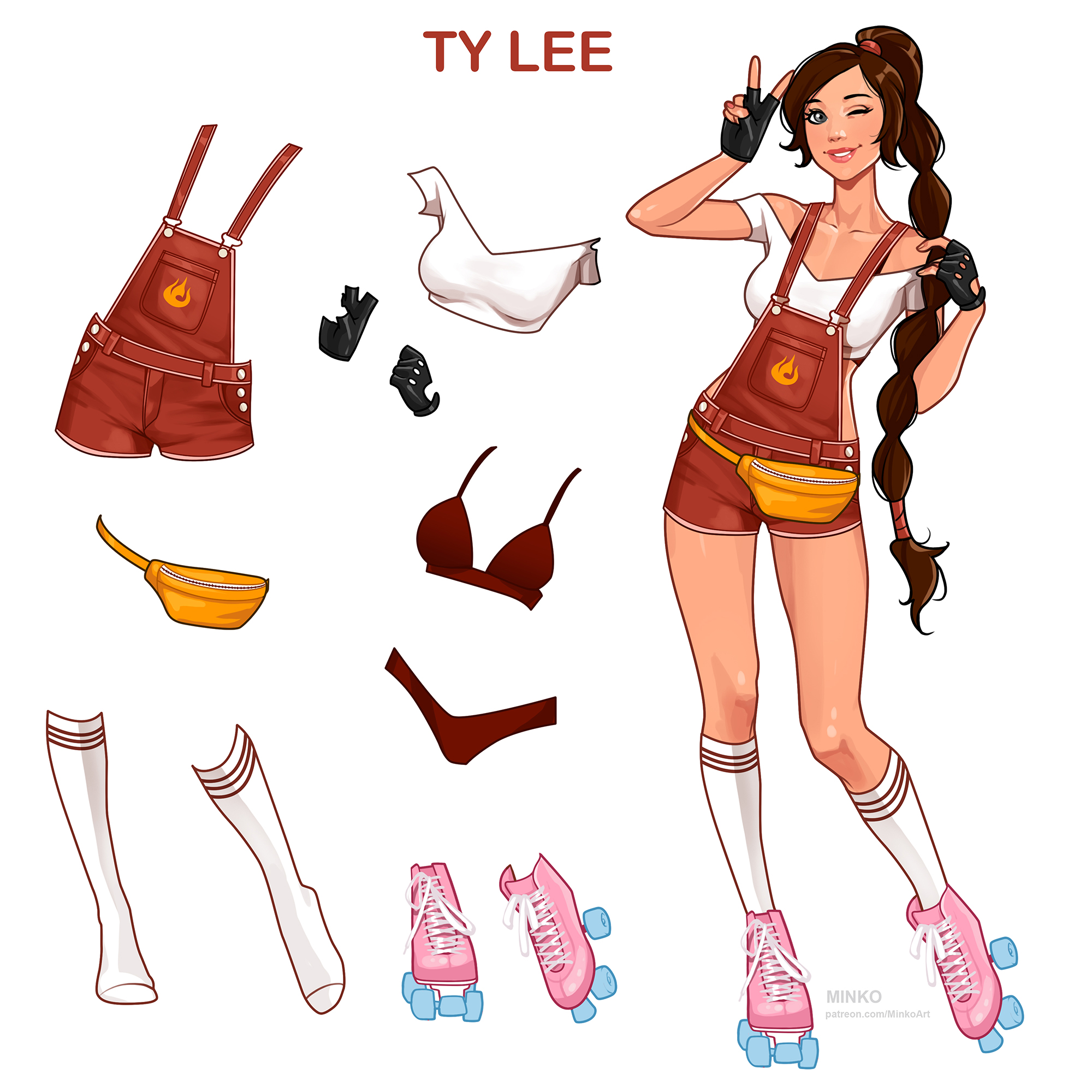 1girls, athletic, athletic female, avatar the last airbender, bra, breasts, brown hair, busty, cleavage, clothing, curvaceous, curvy, curvy figure, digital drawing (artwork), digital media (artwork), dress up, eyebrows, eyelashes, eyes, female, female focus, female only, fire nation, fit, fit female, hair, hips, hourglass figure, knee socks, kneehighs, kneesocks, legs, light skin, light-skinned female, lips, long hair, minko, nickelodeon, olena minko, panties, roller skates, slim, slim figure, slim waist, small breasts, socks, sporty, thick, thick legs, thick thighs, thighs, ty lee, upper body, voluptuous, waist, white socks, wide hips