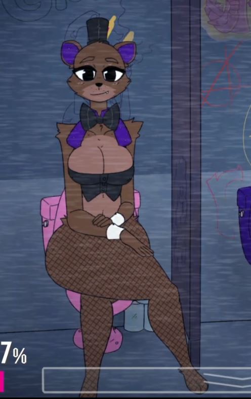 anthro, ass, bear, bedroom eyes, big ass, big breasts, breasts, cute, cute face, female, fishnets, five nights at freddy's, five nights at fuzzboob's, freddy (fnaf), furry, glazed (artist), huge ass, huge breasts, rule 63, solo, thighs, top hat