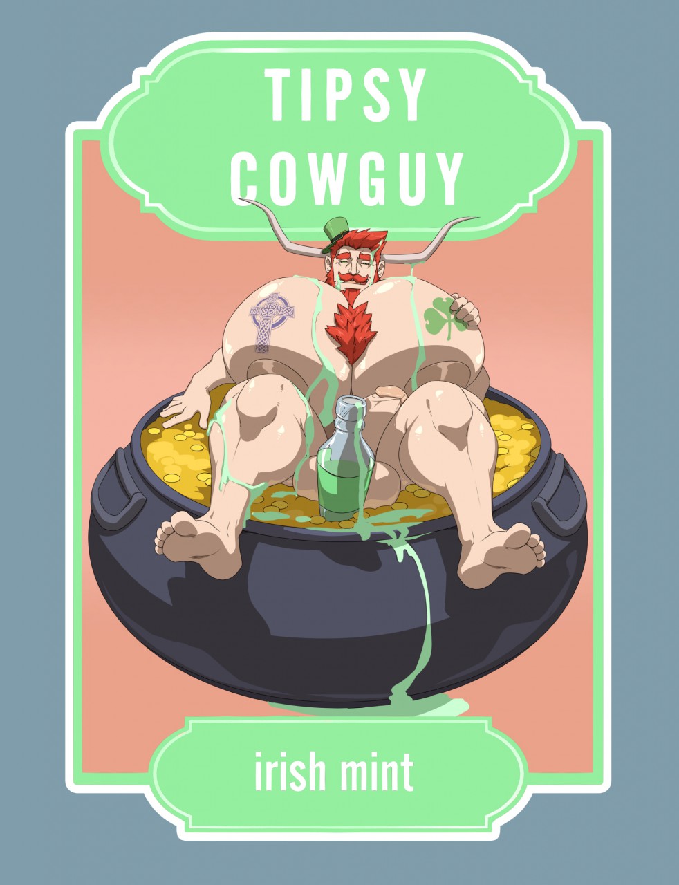 big_balls big_breasts big_nipples big_pecs big_penis calendar_pinup celtic_cross clover cow_boy erection feet ginger horns huge_breasts huge_pecs hyper hyper_muscles hyper_pecs irish kartos lactation male_lactation male_only march_(month) milk milk_bottle milk_liquor mint pot_of_gold red_hair ruaidhrí_o'_bainne_(xianos) shamrock st._patrick's_day tipsy_cowguy xianos