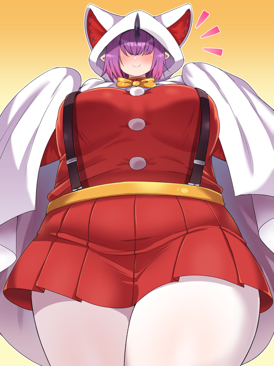 1girls 2022 amagaeru_(hylathewet) bbw breasts chubby chubby_female cosplay cyclops female female_only hair_over_eye hair_over_eyes hair_over_one_eye huge_breasts ishuzoku_kyoushoujo_sextet! looking_at_viewer oversized_sextet overweight overweight_female purple_hair smile solo thick_thighs unna_cherott