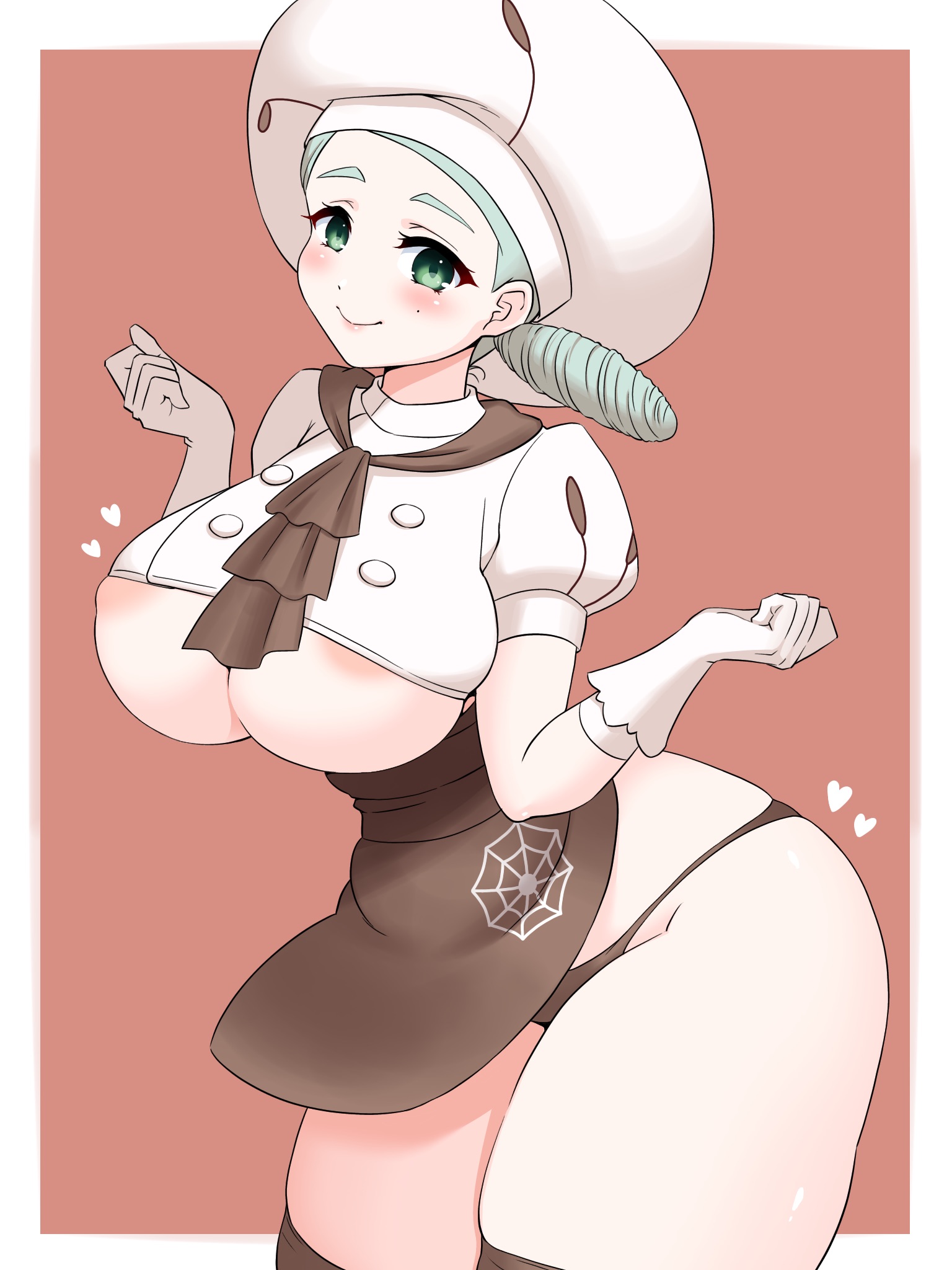1girls, areola slip, big breasts, breasts, busty, curvaceous, curvy, curvy body, curvy female, curvy figure, female, game freak, green eyes, huge breasts, katy (pokemon), large breasts, mole, mole under eye, nintendo, pokemon, pokemon sv, risapaso, thick thighs, thighs, underboob, voluptuous