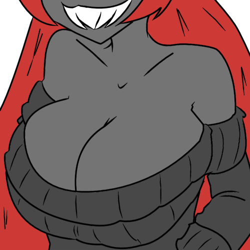 big teeth, black clothing, black skin, breasts, female, female only, large breasts, no background, red hair, tagme, teeth, teeth showing, the binding of isaac, the siren (the binding of isaac)