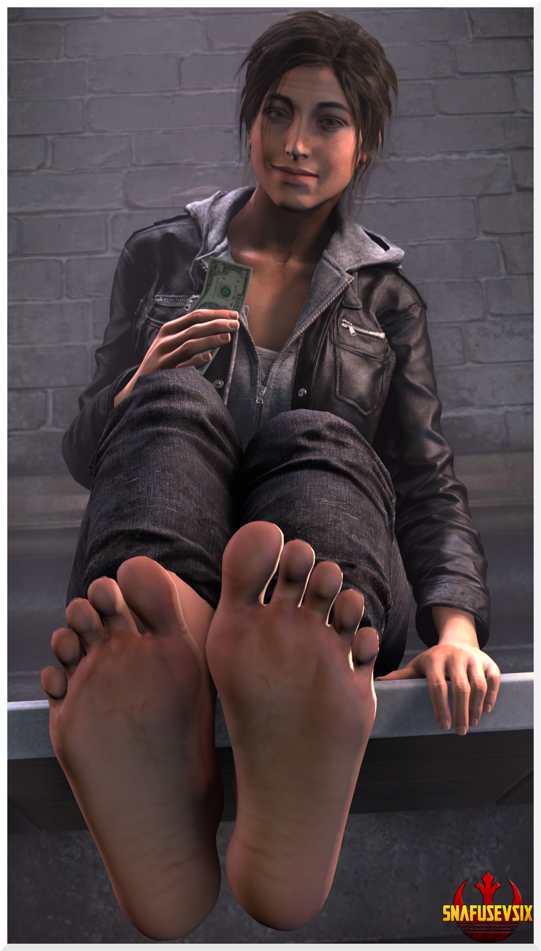 1girls, 3d, barefoot, feet, feet together, female, female only, foot fetish, foot focus, fully clothed, lara croft, lara croft (survivor), public, sfm, snafusevsix, soles, solo, solo female, source filmmaker, toes, tomb raider, tomb raider (survivor)