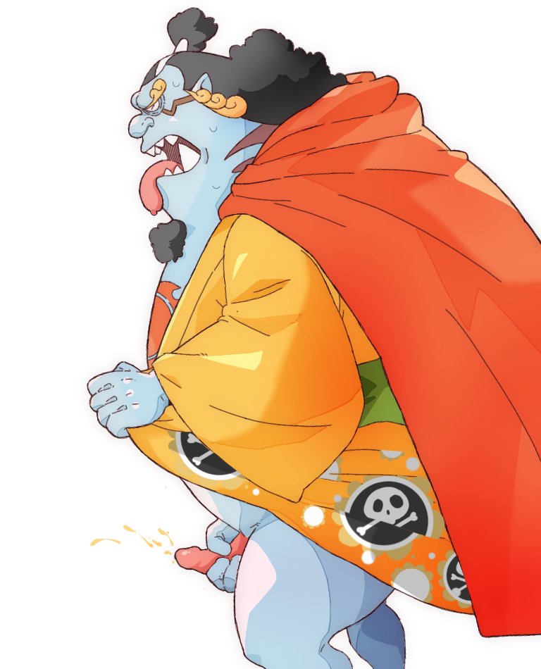 2022 belly big_belly blue_body bodily_fluids boner cum erection fish-men_(one_piece) genital_fluids genitals ginsingoo1 jinbe kemono male male_focus male_only marine masturbation one_piece overweight overweight_male penis simple_background solo solo_male tongue tongue_out