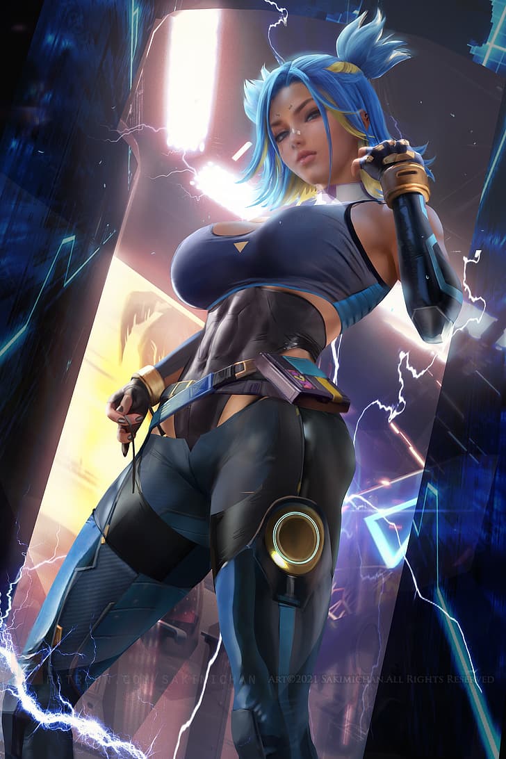 1girls, female, female focus, female only, neon (valorant), riot games, sakimichan, smile, solo, valorant