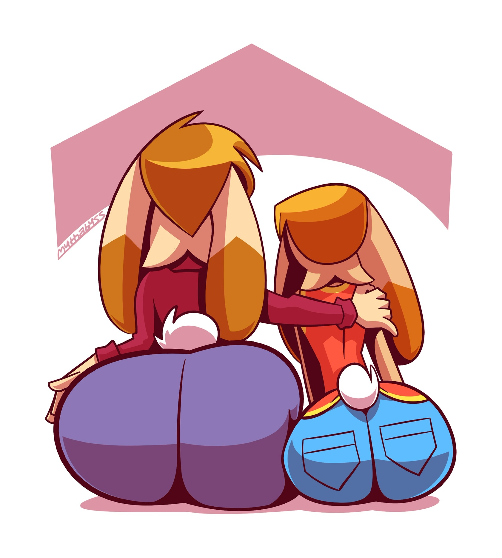 2girls, age difference, aged up, anthro, ass, big ass, bubble ass, bubble butt, cotton tail, cream the rabbit, female, female focus, female only, furry, huge ass, mother and daughter, mythabyss, rabbit, rabbit ears, rabbit humanoid, sega, size difference, sonic (series), sonic the hedgehog (series), vanilla the rabbit