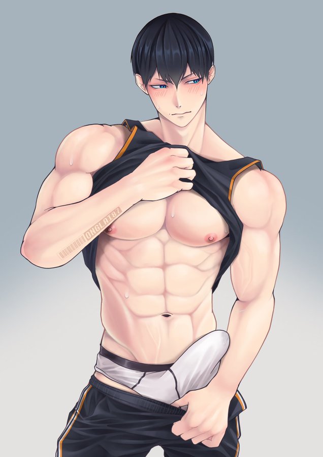 abs, bulge, gay, haikyuu!!, male, male only, muscular, muscular male, onglai87, sports uniform, tobio kageyama