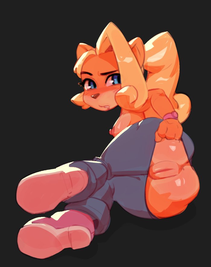 activision anthro ass bubble_butt clothing coco_bandicoot crash_(series) female footwear fur genitals honi_do nipples pussy ripped_clothing shoes solo video_games