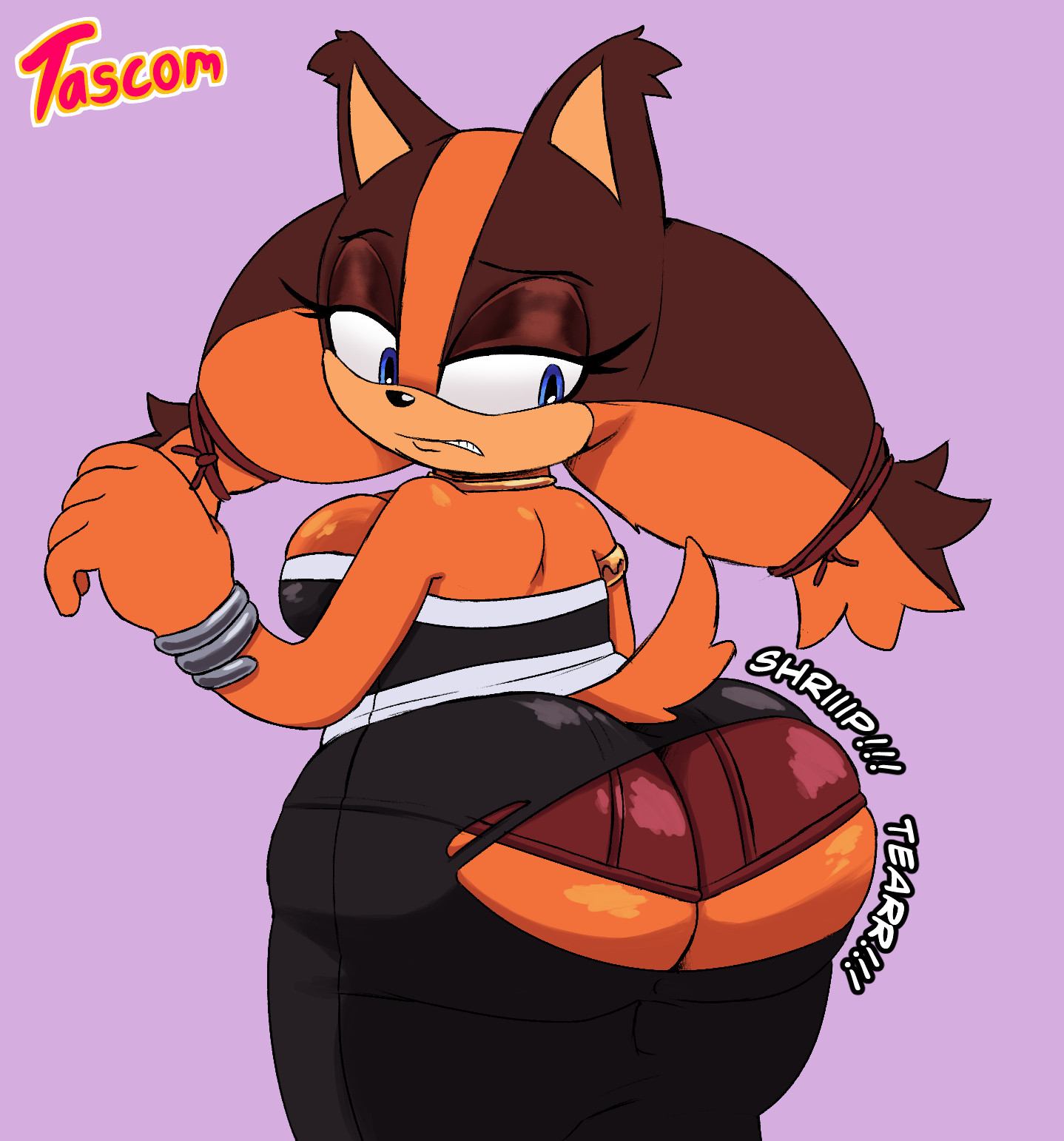 ass, big ass, dress, female, furry, lady sticks, sega, sonic (series), sonic boom, sticks the badger, tascom, torn clothing