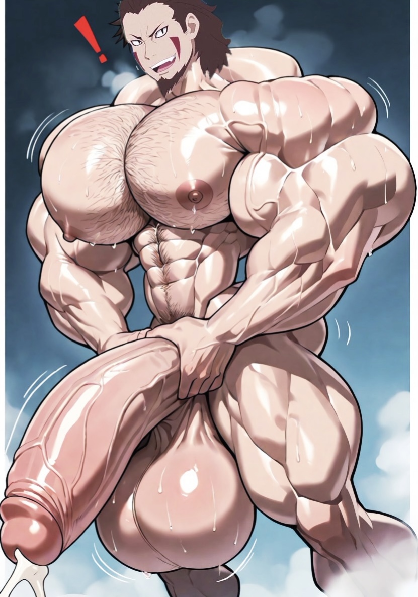 excessive_cum giant_male growth huge_balls huge_cock huge_muscles hyper hyper_muscles hyper_penis hyper_testicles inuzuka_kiba kiba_inuzuka muscle_growth naruto
