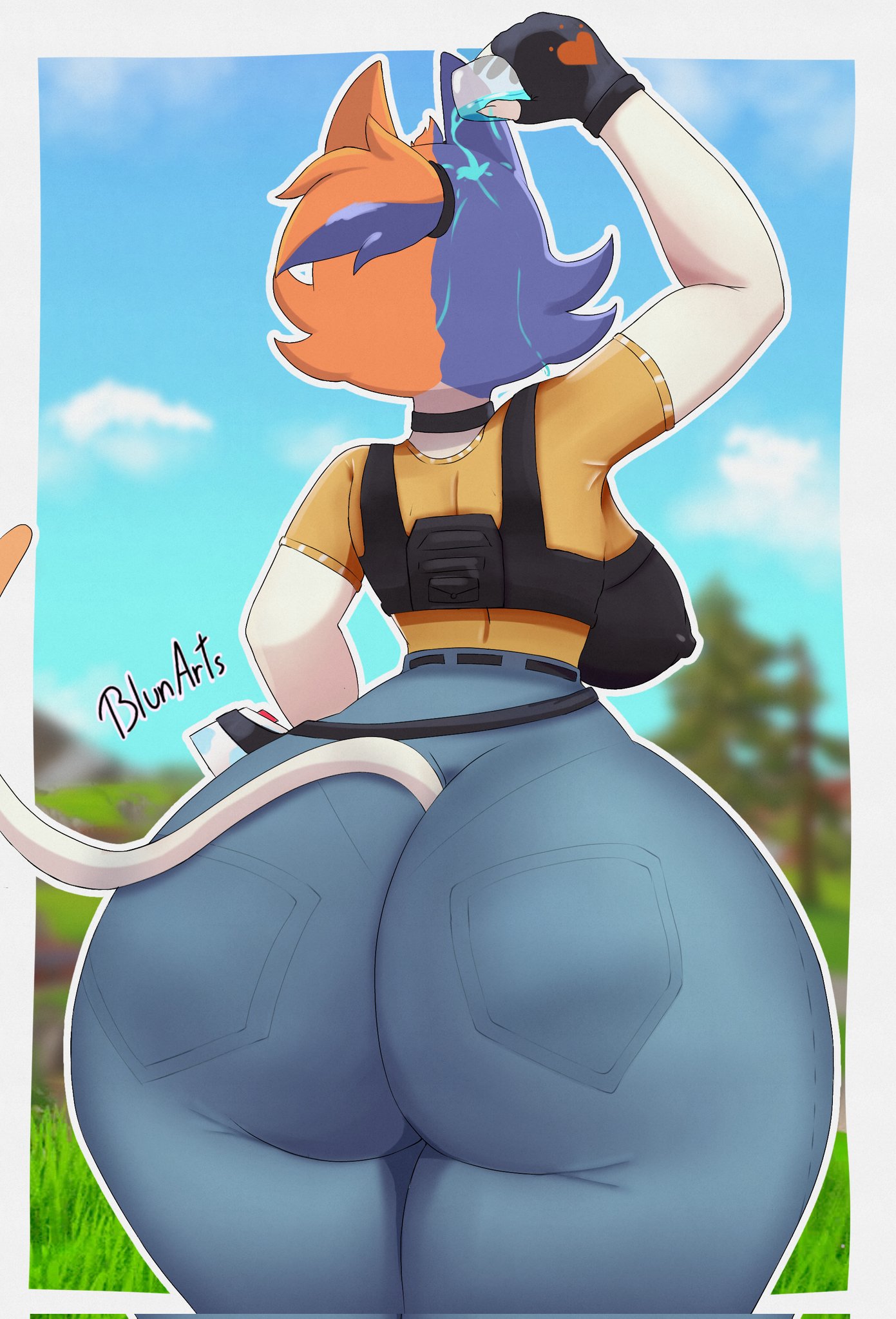 1girls, anthro, ass, big ass, blunarts, cate meowdy (fortnite), epic games, female, fortnite, fortnite: battle royale, furry, huge ass, hyper ass, shield potion, solo female, tagme