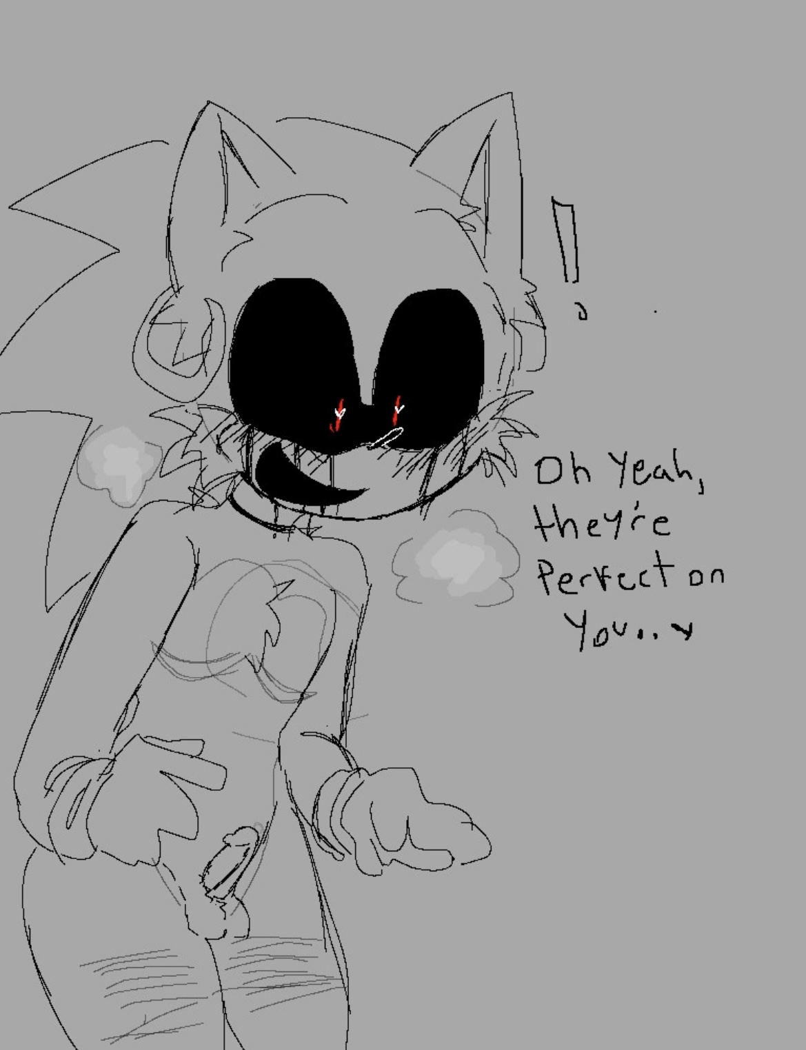 curse (sonic.exe), english text, femboy, furry, male, mastectomy scar, penis, sketch, small penis, sonic (series), sonic.exe, sonic.exe (series), tagme, text, trans