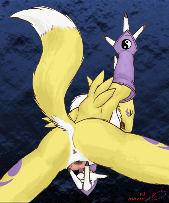 anthro canine digimon edit female fox fur furry pussy recolor renamon roary solo