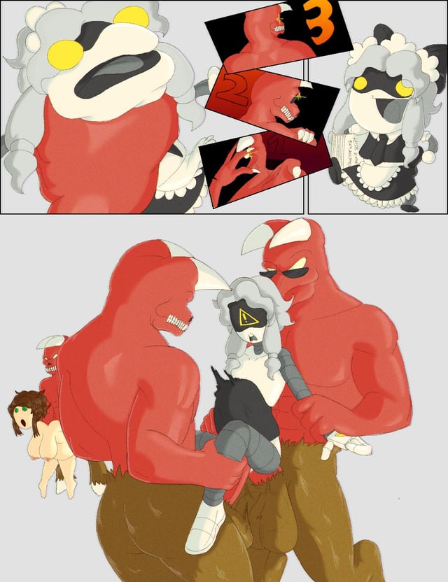 1girls, abdominal bulge, abrahamslapper, baron of hell (doom), cyn (murder drones), demon, doom, female, female penetrated, male, male penetrating, male penetrating female, male/female, multiple boys, multiple females, multiple girls, multiple males, murder drones, penis, penis in pussy, pussy, stomach bulge, tagme, tessa elliot, threesome, vaginal, vaginal insertion, vaginal penetration, vaginal sex