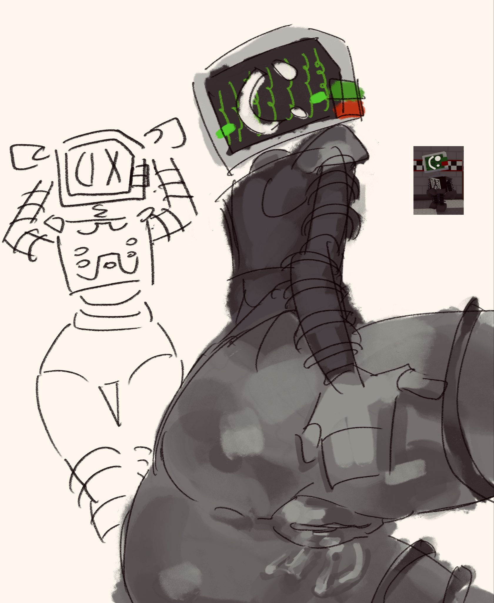1girls, ass, badware (die of death), c:, die of death (roblox), female, presenting pussy, pussy, reference image, roblox, roblox game, robot, robot girl, rrresna, screen face, solo female, tagme, thighs, xd