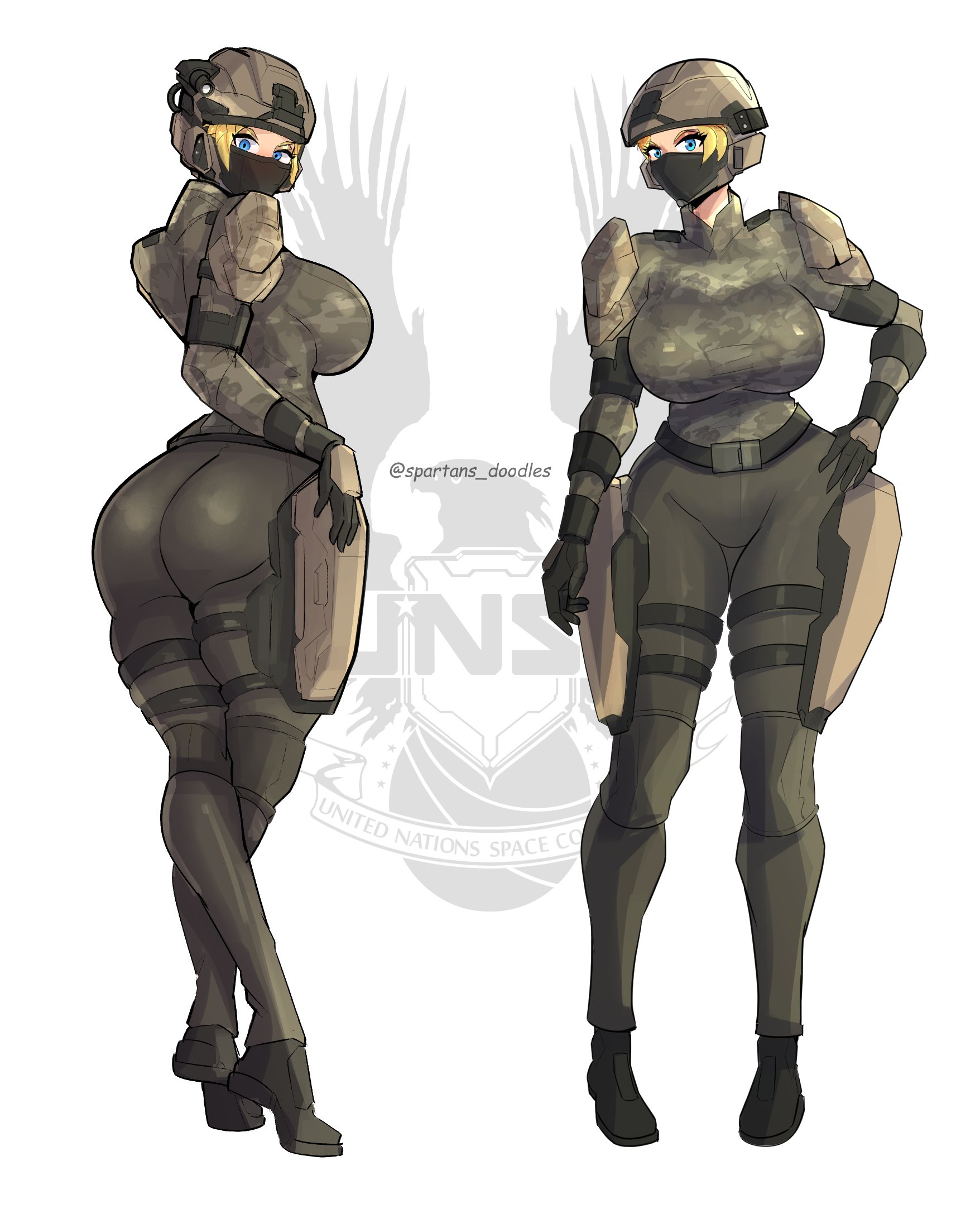 ass, big ass, big breasts, big butt, big thighs, breasts, clothed, cute marine (halo), female, halo, halo (game), halo (series), halo reach, solo, solo female, spartandoodles, tagme, unsc marine, voluptuous, voluptuous female