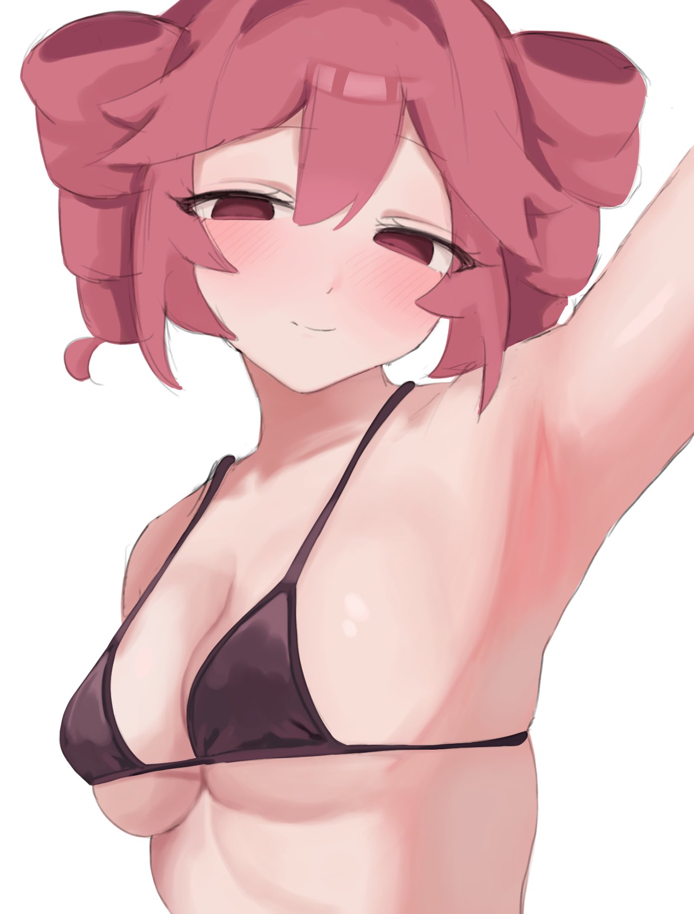 1girls arm_above_head arm_up armpit armpit_crease armpit_peek armpits bare_armpits bare_arms bare_chest bare_midriff bare_shoulders bare_skin bikini bikini_only bikini_top black_bikini black_bikini_top black_string_bikini black_swimsuit black_swimwear blush blush_face blushing_at_viewer blushing_female blushing_lines breasts cleavage closed_mouth_smile drill_hair exposed_armpits exposed_arms exposed_chest exposed_midriff exposed_shoulders exposed_skin eyebrows_visible_through_hair female female_focus female_only hairless_armpits half-closed_eyes halterneck hand_above_head hand_up high_resolution highres kasane_teto lean_figure looking_at_viewer medium_breasts midriff narrow_waist petite petite_body petite_breasts petite_female petite_girl petite_tits red_eyes red_eyes_female red_hair red_hair_female shaved_armpits shoulders sideboob simple_background slender_body slender_waist slim_waist smile smiley_face smiling smiling_at_viewer smirk smooth_armpits solo standing string_bikini swimsuit swimwear twintails twintails_(hairstyle) upper_body ur_(ur_o_) utau white_background