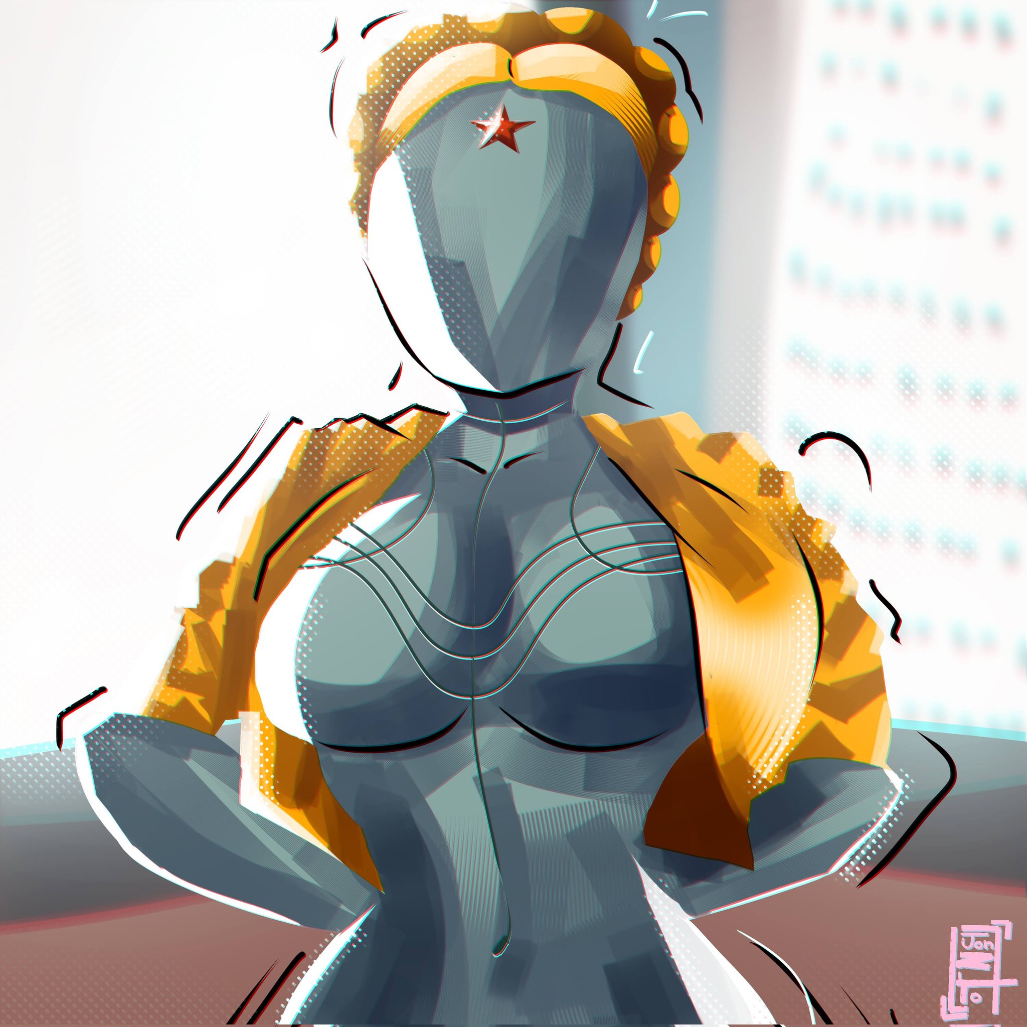 atomic heart, breasts, female, robot, robot girl, slender waist, the twins (atomic heart), thick thighs, wide hips