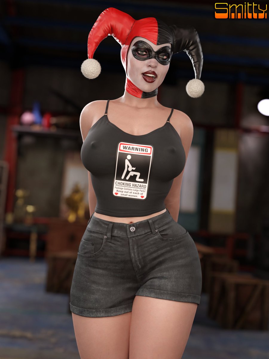 1girls, 3d, 3d (artwork), batman (series), big breasts, blender, breasts, dc, dc comics, erect nipples under clothes, female, female only, harley quinn, harley quinn (classic), harley quinn (injustice), injustice 2, jean shorts, large breasts, light skin, light-skinned female, makeup, perky breasts, shorts, smitty34, solo, solo female, tagme, tank top, thick thighs