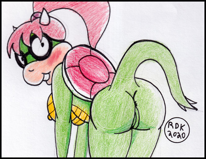 2020 ass breasts glasses horns koopa mario_(series) piper pussy red_hair reddragonkan shell