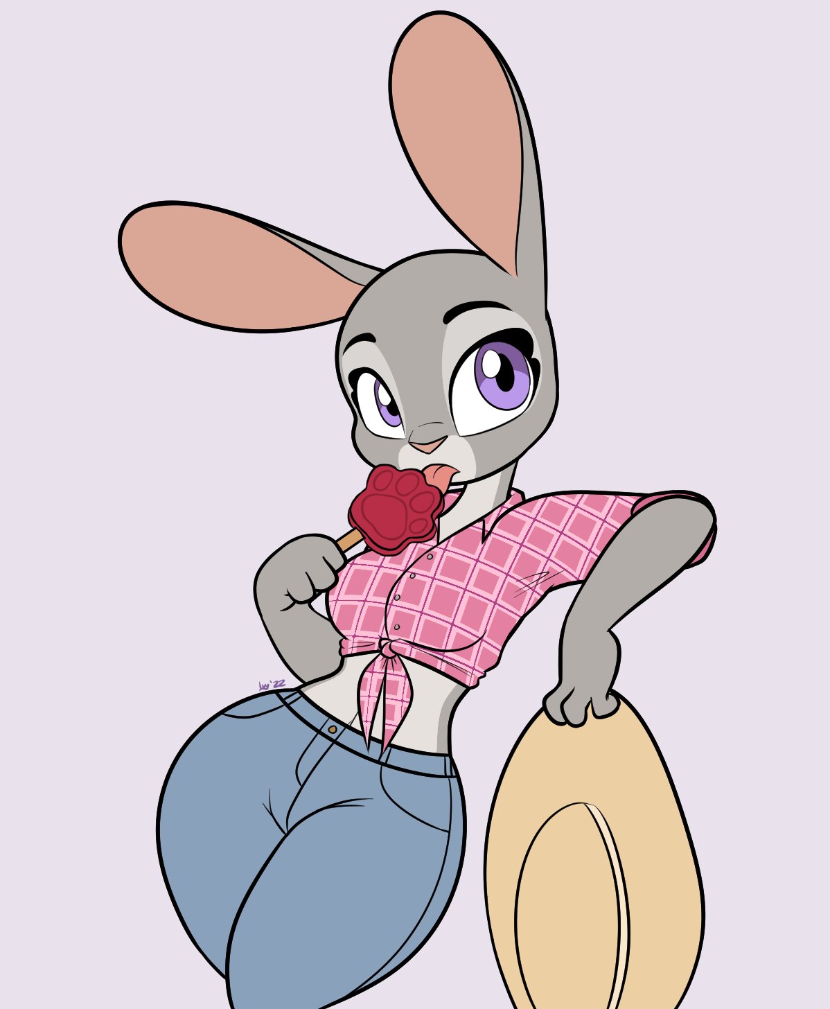 anthro breasts clothed clothing dativyrose female fur furry furry_only judy_hopps purple_eyes rabbit small_breasts solo thick_thighs zootopia