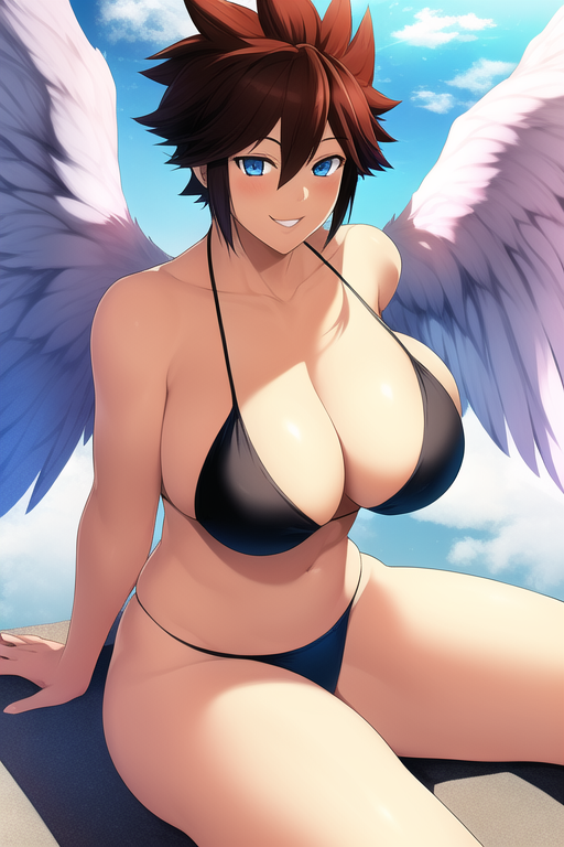 ai_generated angel angel_wings blue_eyes brown_hair female genderswap_(mtf) kid_icarus kid_icarus_uprising nai_diffusion nintendo pit pit_(kid_icarus) rule_63 stable_diffusion