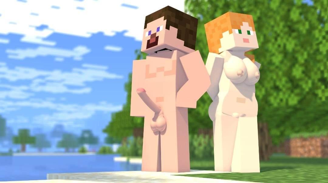 1boy 1boy1girl 1girls 3d alex_(minecraft) big_ass big_penis breasts brown_hair erect_nipples erect_penis female green_eyes horny male mine-imator minecraft minecraftcock nude orange_hair outside purple_eyes square_head steve_(minecraft) tagme