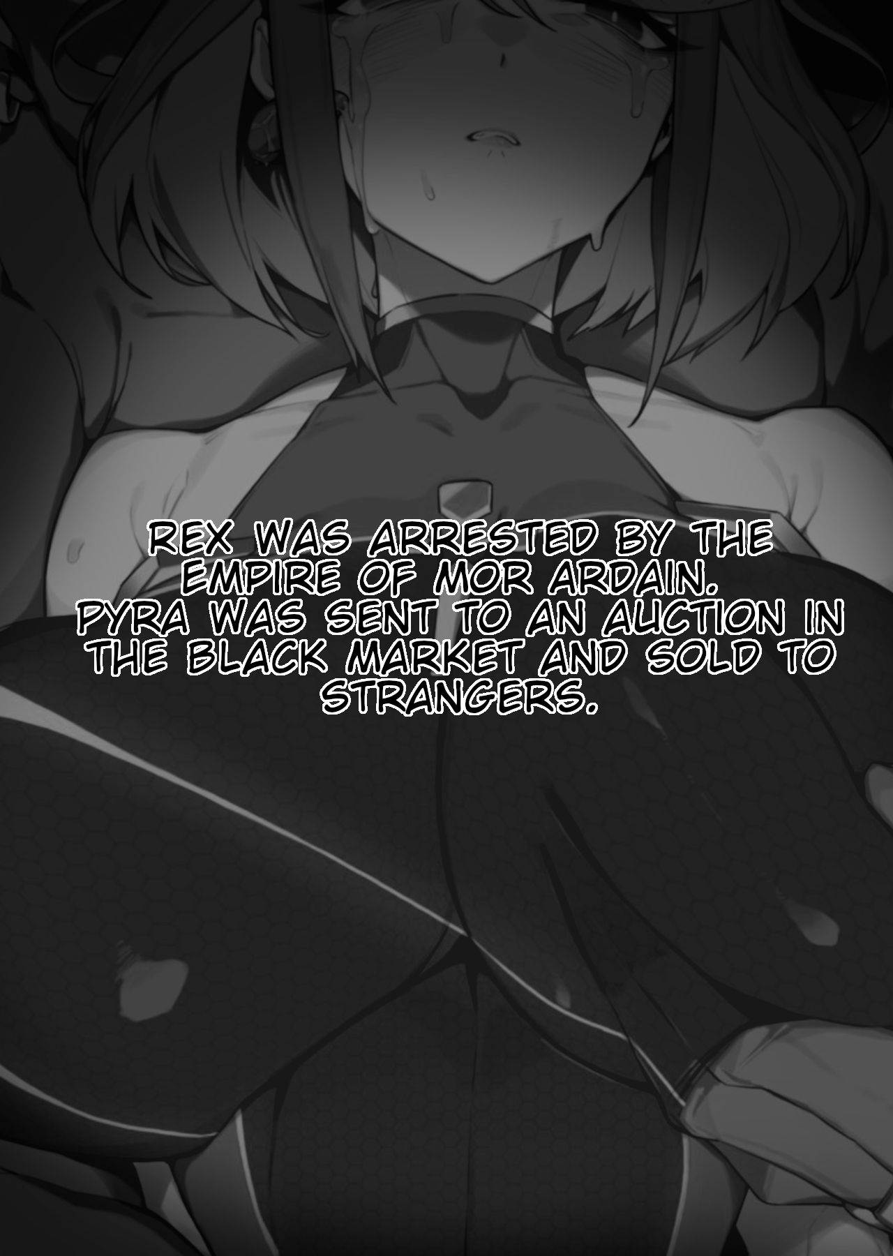 1boy, 1girls, 2d, big breasts, bondage, boobs, breasts, cheating, cheating girlfriend, core crystal, crying, curvaceous, curvy, curvy female, curvy figure, dark skin, dark-skinned male, defeated, english text, female, femsub, hi res, human, humanoid, imminent rape, imminent sex, interracial, large breasts, male, maledom, medium hair, monolith soft, netorare, nintendo, nipples, ntr, pyra, rape, red eyes, red hair, slave, swimsuit, tagme, text, tiara, tits, translated, weapon humanoid, xenoblade (series), xenoblade chronicles 2, yanje