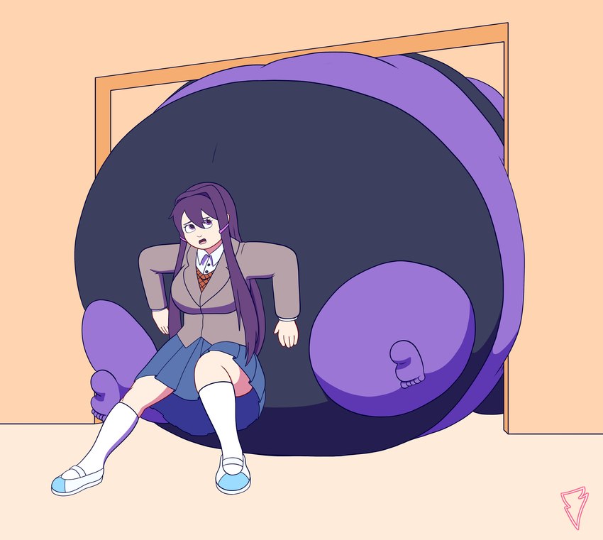 2girls blue_panties blue_skirt blueberry_(disambiguation) blueberry_inflation doki_doki_literature_club duo expansion female female_only hyper_belly hyper_fat monika_(doki_doki_literature_club) multiple_girls obese obese_female open_mouth overweight panties purple_body purple_eyes purple_hair purple_skin school_uniform skirt spherical_inflation standing sunken_limbs uniform weight_gain yuri_(doki_doki_literature_club)